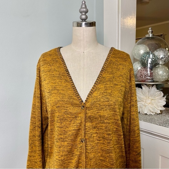 V-Neck Button Up Sweater with Elbow Patches Large - Picture 2 of 8